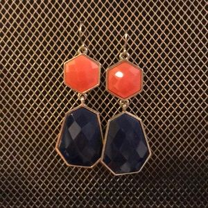 Orange and Navy dangling earrings